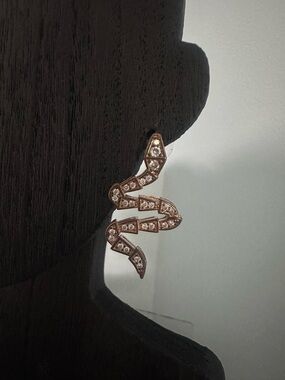 Bundle and save!  Antique Gold Crystal Snake Drop Earrings - Women Jewelry